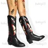 Boots GIGIFOX Cowboy Cowgirl Mid Calf Boots Butterfly Embroidered Brand Design Gothic Style Autumn Winter Slip On Western Retro Shoes T231121