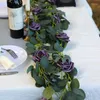 Dekorativa blommor 190 cm Garland Artificial Rose med Vine For Wedding Centerpieces Tabler Runner Backdrop Mantle