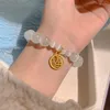 Bangle 1PC Jewelry Women Bracelet China Fu Charms Beads Strand Stretch Rope Imitation Jade Crystal