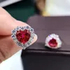 Серьги с свинениями 2023 S925 Fashion Premium Silver Europe Fresh Love 8 Ruby Heart Clase Ins