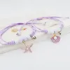 Gliederarmbänder niedliche Cartoon lila Farbe Seestern Muschel Anhänger handgewebtes Armband für Frauen Mädchen einfache zarte Freundschaft Schmuck Geschenke