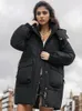 Women's Down Parka's Winter Parka 2023 Vintage Warm Jacket White Padded Thick Oversize Black Quilted Femme Coat with Hood for Women 231120