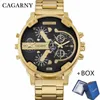 Montres-bracelets Relogio Cagarny 2023 Marque Montre Hommes Sports Militaires De Luxe Mode Quartz Deux Heures Date Étanche Or Mâle Horloge