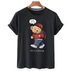 T-shirts pour femmes T-shirt imprimé ours en coton