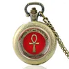 Pocket Watches Antique Ankh Ancient Egypt Symbol Black Vintage Quartz Watch Men Women Charm Pendant Necklace Hours Clock Gifts