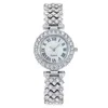 Wristwatches Premium Elegant Gold Silver Alloy Quartz Diamonds Scale Watch Bracelet Two Piece Set Luxury Jewelry Accessories