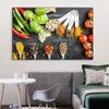 Toile de peinture avec cuillère à épices et poivrons, affiches et imprimés de cuisine, Art mural, image alimentaire, décoration de salon et de cuisine