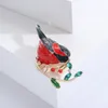 Broches Pomlee manger plantes oiseau pour femmes unisexe mignon rouge émail Animal fête bureau broche cadeaux