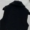女性のベスト冬のウールコットンブレンドベストジャケット女性ファッションシルクライニングノースリーブコート23滑走路デザイナーシングル胸部トップ
