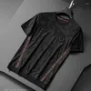 Camisetas masculinas kaus pendek mewah kualitas tinggi atasan besar longgar pria lengan setengah sulaman jacquard pessoal tren