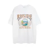 Designer modekläder T-shirts T-shirts Rhude Dimma Sommar Solnedgång Strand Bekvämt mönster tryckt par rund hals, lös kortärmad t-shirt Toppar Streetwear