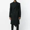 Misturas de lã masculina casaco longo irregular duplo breasted personalizado fino ajuste preto simples lazer moda tamanho grande primavera 231120