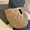 Het designer halm vävd handväska sommar mode strandväska för kvinnor tote clutch hobo axel väskor 35 cm av 32 cm lyxväska