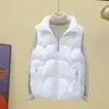 여자 조끼 면화 패딩 조끼 2023 스탠드 칼라 겨울 민소매 재킷 여성 따뜻한 바람 방풍을 두껍게하는 여성용.