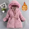 Piumino 3 4 5 6 8 10 anni Cappotto invernale per ragazze Mantieni caldo Addensare Giacca per bambini Cerniera con cappuccio Collo in pelliccia Principessa Capispalla Abbigliamento per bambini 231120