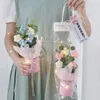 装飾的なかぎ針編みのかぎ針編みの花の花束ウェディングゲストギフト編み花を編む光の弦セラミック植物家の装飾231121