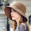 Chapéus de aba larga Ladies Bowknot Crochet Sun Hat Hat Beach Mulheres Capas de verão fascinadoras Millinerywide