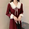 Casual Kleider Anbenser 2023 Frühling Herbst Jahr Rotes Kleid Frauen Koreanische Version Slim Französisch Stil Lange Mädchen Elegante Party