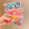 Acessórios de cabelo Scrunchies 50pcs cor sólida laço pequeno alto elástico para bebê menina bonito simples durável trança laços de borracha moda