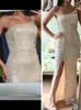 Party Dresses Spaghetti Strap One Shoulder Cocktail Dress Stretch Sequin Sleeveless Slit Night Prom Celebration Elegant Woman's 2023