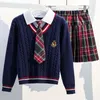 Set di abbigliamento Uniforme scolastica per adolescenti Ragazze Costume per bambini Vestito per bambini Preppy Maglione Gonna Vestiti 12 13 14