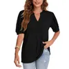 Damesblouses Zomer Dames T-shirt Casual losse korte mouwen V-hals Top Eenvoudige stijl