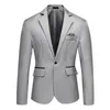 Costumes pour hommes Hommes Costume Veste Poche Décoration Manteau Élégant Mariage Slim Fit Bouton Unique Cardigan Style Pour Le Marié