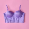 Tanques femininos doces cor camisola topos feminino sólido meia xícara lingerie confortável reunir push up sutiã suave roupa interior