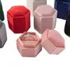 Schmuckbeutel Samt Hexagon Single Slot Ring Box für Verlobung Hochzeit Andenken Fall Braut PO Aussteller Lagerung Display Verkauf