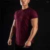 Herren T-Shirts Solide Fitness Workout T-Shirt Tops Männer Baumwolle Atmungsaktiv Sport Kurzarm T-Shirt Sommermode Marke O-Ausschnitt Slim Fit