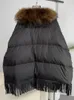 Womens Fur Faux OFTBUY Big Natural Raccoon Collar Winter White Duck Down Jacket Women Ponchos Loose Luxury Warm Fashion Streetwear 231112