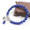 Strand XSM 8mm Lapis Lazuli Prayer Rosary Armband Pärlor Stone Bangles Reiki Tree Of Life and Lotus Flower Buddhist Meditation SMEEXKE