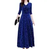 Casual Dresses Autumn Dress Comfortable Pleated Swing Large Hem Pure Color Velvet Waist Tight Breathable Party For Outdoor