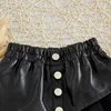 Skirts Fashion Girl PU Leather Long and Short Toddler Teenager Patchwork Tutu Black Tulle Clothes 230420