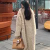 Fourrure femme Fausse Fourrure Lautaro Hiver Long Surdimensionné Shaggy Fuzzy Chaud Épais Moelleux Fausse Fourrure Manteau Femmes Ceintures Revers Élégant De Luxe Mode Coréenne 2021L231121