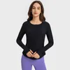 Aktive Shirts Logo Frauen Geripptes Yoga Lose Langarm Crop Top Mit Loch Daumen Weibliche Fitness Kleidung Damen Gym Workout sportswear