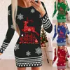 Casual Dresses Christmas Dress for Women Winter Autumn Clothing Långärmning Sticked Pullover Party Mini Years Xmas kläder