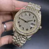 Goud roestvrij staal diamanten horloge Arabische cijferschaal Hiphop Rap-stijl Mechanische horloges Ice Diamond herenhorloges Het beste kerstcadeau