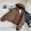 Winter Double Wear verdickte 90-Fleece-Damen-Daunenjacke S M L brauner Leder-LOGO-Ärmel abnehmbarer Westenmantel