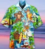 Mäns avslappnade skjortor Summer Hawaiian For Men 3D Cartoon Flamingo Beach Overdimensionerad rolig klädmodemode SHORT STEV 230421