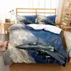 Beddengoed stelt Fighter Duvet Cover Aircraft Print Coverter Military Airplane Set 2/3PCS Quilt