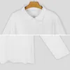 Polos masculinos cílios camisetas casuais branco e amarelo polo camisas masculinas camisa vintage primavera manga longa padrão roupas tamanho grande 5xl 6xl