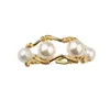 Cluster Rings Simple Design Open Pearl Copper Ring For Women Girls Fashion Finger Gift Female Jewelry Party