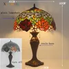 Lampes de table Europe vitrail pour chambre chevet salon décor lampe de bureau Tiffany libellule Rose luminaires debout