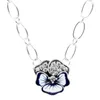 Hängen 925 Sterling Silver Moments O Pendant T-Bar Blue Pansy Flower Geometric Fores Y Necklace For Bead Charm Diy Jewelry