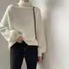 Women's Two Piece Pant Hollow Out Sexy Sweater Turtleneck Long Sleeve Knitted Pullovers One Shoulder Causal For Autumn Winter 231121