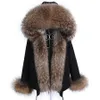 Women's Fur Faux Maomaokong Women Winter Coats Coat Natural Real Rabbit Lined Jacket Raccoon Collar Short Parka Female Clothing 231121