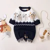 Rompers Christmas Deer Knit Kumpsuit Dzieci jesienne zima dziecko romper czerwony świąteczne ubrania urodzone Onesie Toddler dziewczyny strój 231120