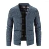 Men's Sweaters Jacket Sweater Daily Holiday Regular Thicken V Neck Button Cardigan Fleece Knit Top Long Sleeve Medium Stretch