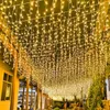 Strings LED Droop Curtain Light 0.4-0.6M Christmas Icicle Fairy Lights Decoratio Chinese Year 2023 Outdoor Street Garland The House